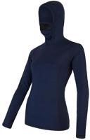 Sensor Merino Df dámské triko dl.rukáv s kapucí deep blue M